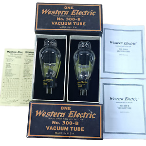 Old Western Electric 300B Vacuum Tube Working Original Box mathed pair WE300B