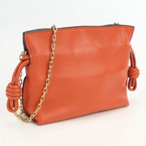 LOEWE A411FC6X01 flamenco clutch Diagonal shoulder Bag leather orange Women - Picture 1 of 9