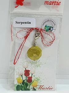 Martisor, Charm de piedras preciosas, Serpentin Rose 17mm, verde, hecho a mano, hecho a mano - Imagen 1 de 7