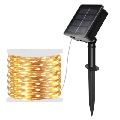 Twin Pack Decoration LED Solar String Lights Copper Wire Outdoor Deck Waterproof - Image 1 of 4