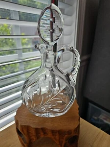 "Decantador Oil Cruet con tapón facetado vidrio corte brillante cristal de plomo 8 1/2""" - Imagen 1 de 9