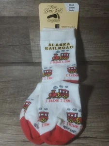 1 PAIR Alaska Railroad Print Socks Size Child 8-13 - Picture 1 of 3