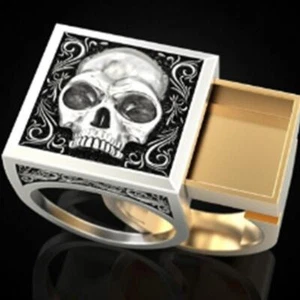 Pattern Fashion Ring Ring Size 6-13 Alloy Punk Men's   Skull Trendy - Bild 1 von 4