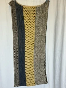 Sciarpa Rook Chunky Tan Navy giallo righe all'uncinetto invernale Infinity V21 - Foto 1 di 4
