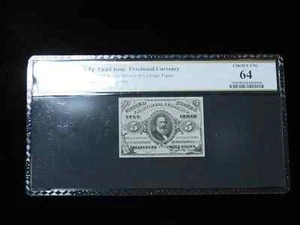 1863 5c Fractional Currency Green Reverse w/o Design Figure - PCGS 64 - Picture 1 of 4