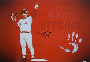 Pete Rose Handprint Unstretched Canvas Record Breaker Signed JSA Authenticad - Picture 1 of 1