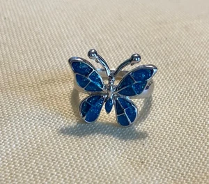Funkelnder silberfarbener Schmetterling Ring Größe 5 - Bild 1 von 6