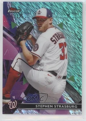 2021 Topps Finest Aqua Shimmer Refractor /175 Stephen Strasburg #51 - Image 1 of 2