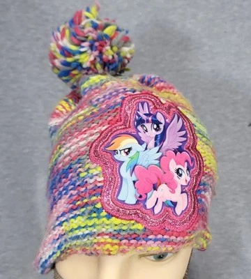 My Little Pony Knit Pink Colorful Beanie Hat Cap With Pompom - Image 1 of 4