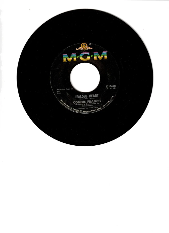 1965    JEALOUS  HEART  -  CONNIE  FRANCIS - Image 1 of 1