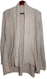 Eileen Fisher Staubtuch Baumwollmischung offener Pullover taupe XL - Bild 1 von 7