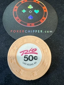 Rio Hotel Casino. 😎👀 Ficha de póker de casino de 50 centavos (C1056) - Imagen 1 de 3