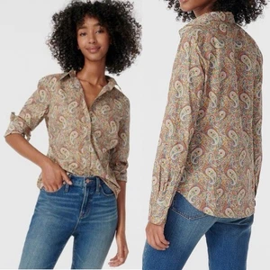 J. Crew Slim perfect shirt in Liberty Lee Manor Paisley Size 14 retro boho chic - Picture 1 of 13