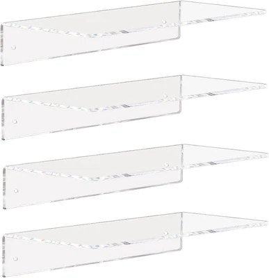 Clear Acrylic Shelves 12 Inch, Floating Wall Mounted Shelf for Wall Storage, Set - Image 1 of 4