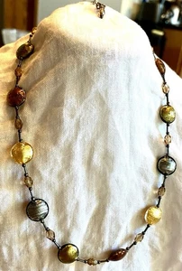 Gorgeous LCG Designer Adjustable To 21”Metallic Glass Beaded Fashion Necklace - Picture 1 of 7
