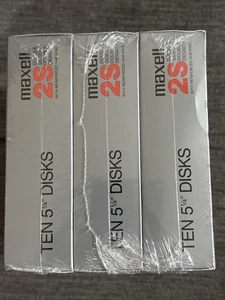 3 Boxes Maxell 2S Double Sided Double Density 10 Count 5 1/4" Floppy Disks New - Afbeelding 1 van 4