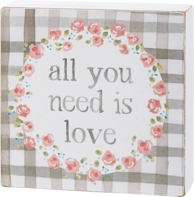 Primitives by Kathy Sign All You Need Is Love Cottage Decor Mother's Day Floral - Image 1 of 4