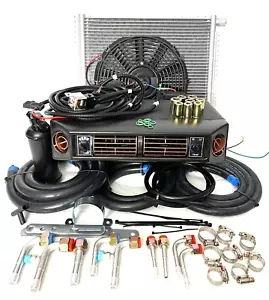 A/C KIT UNIVERSAL UNDERDASH EVAPORATOR 404-100 GOLD 12V WITH ELECTRICAL HARNESS - Picture 1 of 12