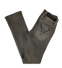 Rock Revival Jeans Low Rise Celine Straight Leg Flap Pocket Grey 26 x 33 DEFECT