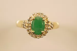 Superb Genuine Emerald And Diamond Ring in 10ct Gold - Picture 1 of 8