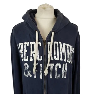 Abercrombie & Fitch Womens Hoodie Sweatshirt Size L Navy Cotton Full Zip - Picture 1 of 8