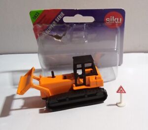SIKU DIECAST BULLDOZER WITH ROAD SIGN - #0823 - LENGTH 7CM - CARDED