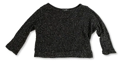 Womens Small Forever21 Black Knit 3/4 Sleeve Cropped Light Sweater Preowned - Image 1 of 4