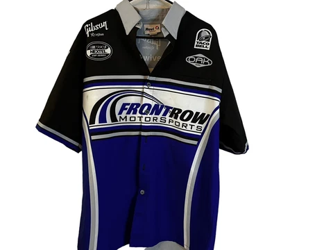 Front Row Motorsports Mens Button Up Team Issued Pit Crew Shirt Size Large Cover