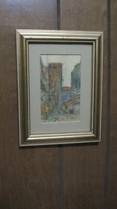 VINCENT PRICE ART COLLECTION SEARS NEW YORK SKYLINE DRAWING WATERCOLOR FREE SHIP - Picture 1 of 10