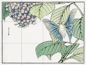 Panel de cerámica de mosaico de polilla y planta de Toko salpicadero azulejo mural arte - Imagen 1 de 7