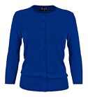 YEMAK Women's 3/4 Sleeve Crewneck Button-Down Basic Cardigan Sweater CO079 (S-L)