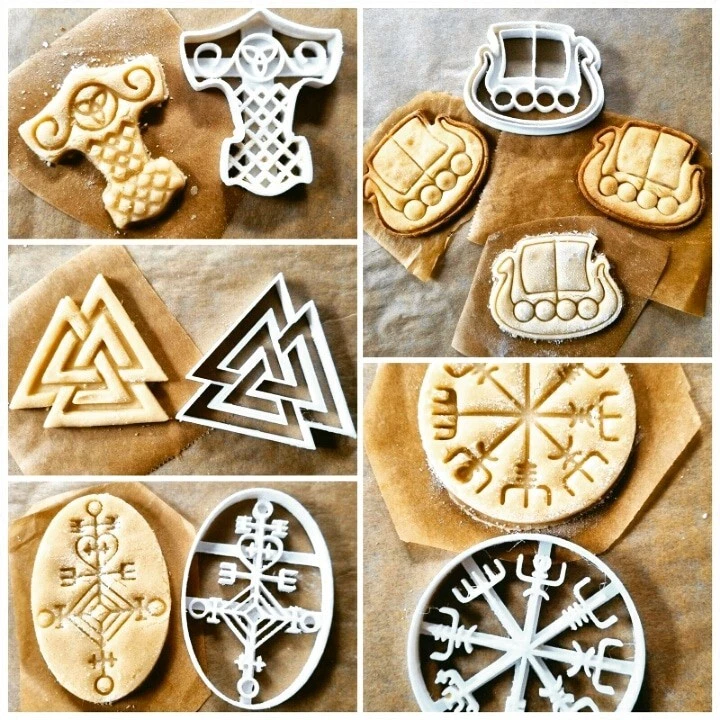 5er set Wikinger Ausstecher Mjölnir,Valknut,Vegvisir,Viking Boat, Rune  - Bild 1 von 4