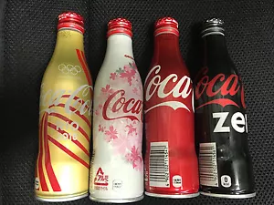 Japan 2015 2016 Olympics Coca-Cola COKE Zero ALUMINUM bottle x4 open used RARE! - Picture 1 of 6