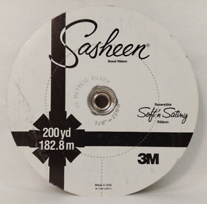 3M Sasheen Ribbon 23 Metalic Silver 7/8” 200 Yards NEVER Used FAST SHIPPING VTG