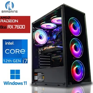 Fast Gaming PC Intel i7 12700KF 32GB DDR4 8GB AMD RX 7600 1TB M.2 SSD Windows 11 - Picture 1 of 7