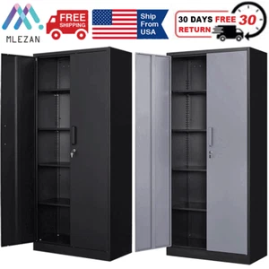 71'' Metal Storage Cabinet 900lb Tall Locking Adjustable Shelves Garage Cabinets - Picture 1 of 9