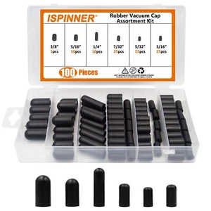 Rubber Vacuum Caps Plug Kit, 100 PCS Assorted Vacuum Plugs Hose End Caps - Picture 1 of 7