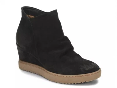 NEW Softt Ankle Boots Women 11 Black Suede Siri Waterproof Wedge Booties Aqua  - Image 1 of 4
