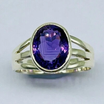 Increíble anillo de plata de ley 925 con piedras preciosas de amatista regalo para ella D-282 Foto 1 de 4