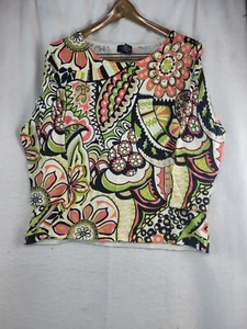 RQT Women Size Large Long Sleeve Shirt/Pullover/Colorful Floral Print/Stretchy - Picture 1 of 6