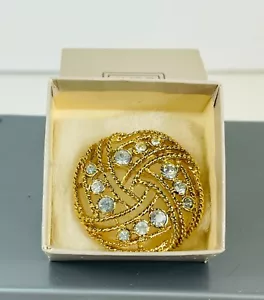 New Old Stock Avon Vintage 1986 Strass Webbrosche Anstecknadel goldfarben - Bild 1 von 4