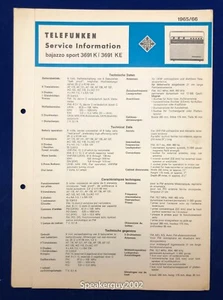 Original Telefunken Service Information Manual / Bajazzo Sport 3691 K - KE - Picture 1 of 1