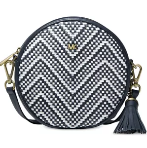Nuova borsa a tracolla Michael Kors Circle Mensa tessuto chevron ammiraglio - Foto 1 di 4