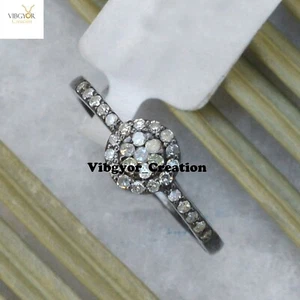 Pave Diamond Band Ring 925 Sterling Silver Stacking Ring Unisex Jewelry Gift - Picture 1 of 3