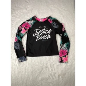Justice Swim Surf Rashguard Top Long Sleeve Pullover UPF Girls Size M (10) - Picture 1 of 7
