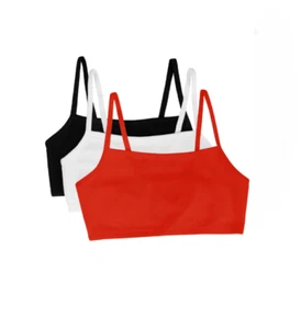 Fruit of The Loom Women's Spaghetti Strap Cotton Pull Over 3 Pack Sports Bra - Picture 1 of 8
