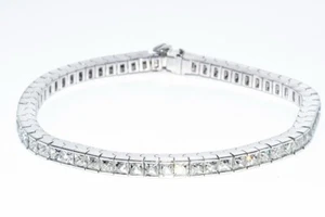 $90,000 9.83CT NATURAL FRENCH CUT WHITE DIAMOND TENNIS BRACELET PLATINUM - Picture 1 of 10