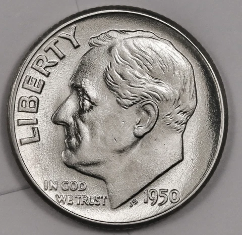 1950-p Roosevelt Dime.  White No Toning.  BU.  Inventory H. 176127 Cover