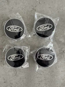 SET OF 4 BLACK FORD 60MM ALLOY WHEEL CENTRE CAPS FOCUS FIESTA KA KUGA New💙 - Picture 1 of 6