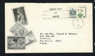 Canadá #427, 1966 5¢ Terranova emblema floral, prestigio desconocido FDC, en muy buen estado Foto 1 de 2